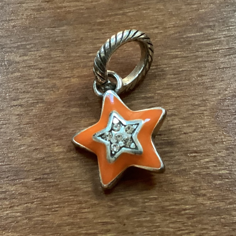 Brighton Retired Orange Star Enamel Star with Swarovski Crystals